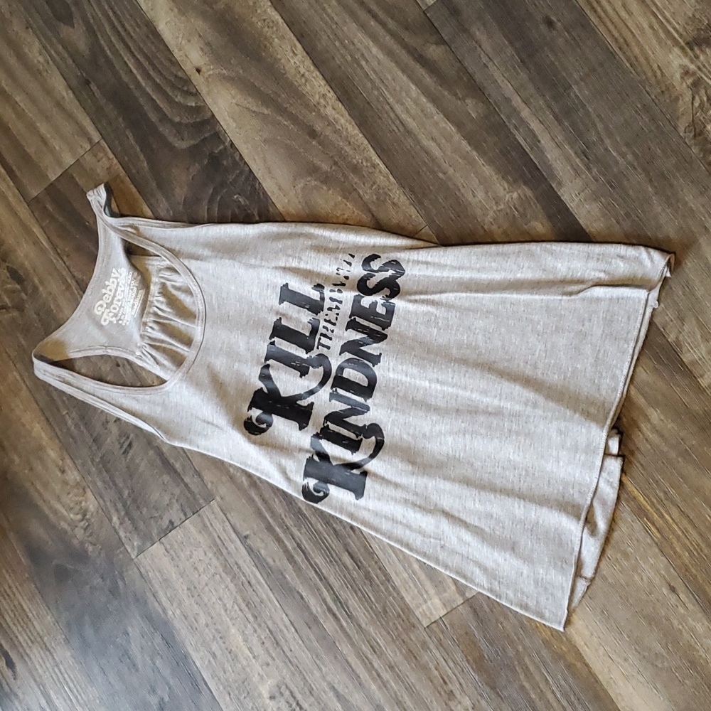 The 'Kill Kindness' Graphic Racerback Tank Top - Light Beige
